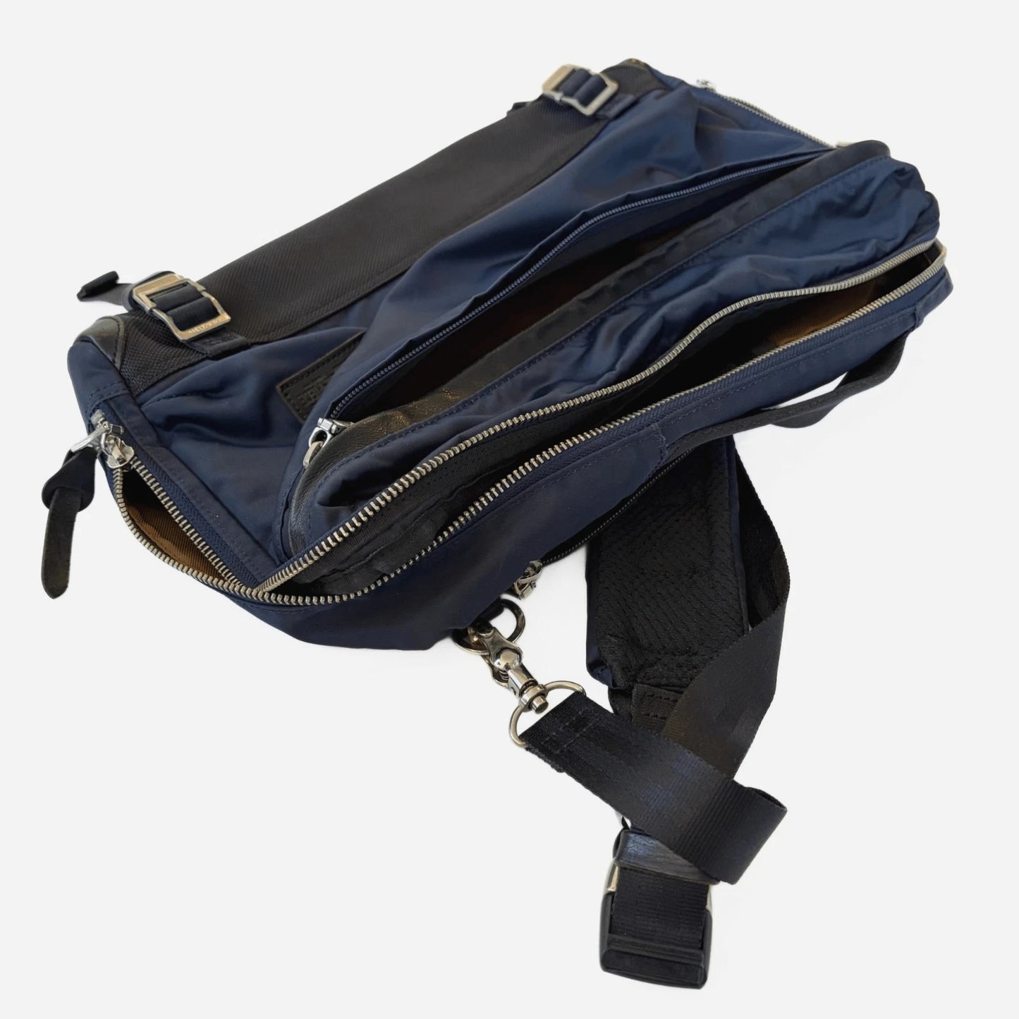 master-piece Lightning 2-Way Sling Bag, model 02117-N, in navy / black.