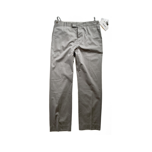 Early 2000s Archive Helmut Lang Retro High Tech Light Chino Pants in Metallic Grey
