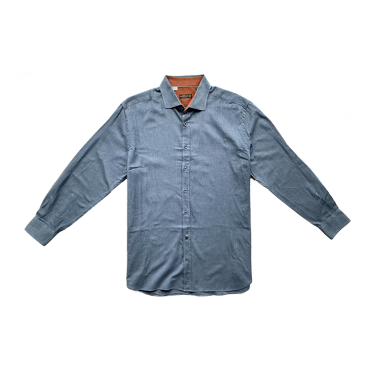 Corneliani Twill Button Shirt in Aqua Blue