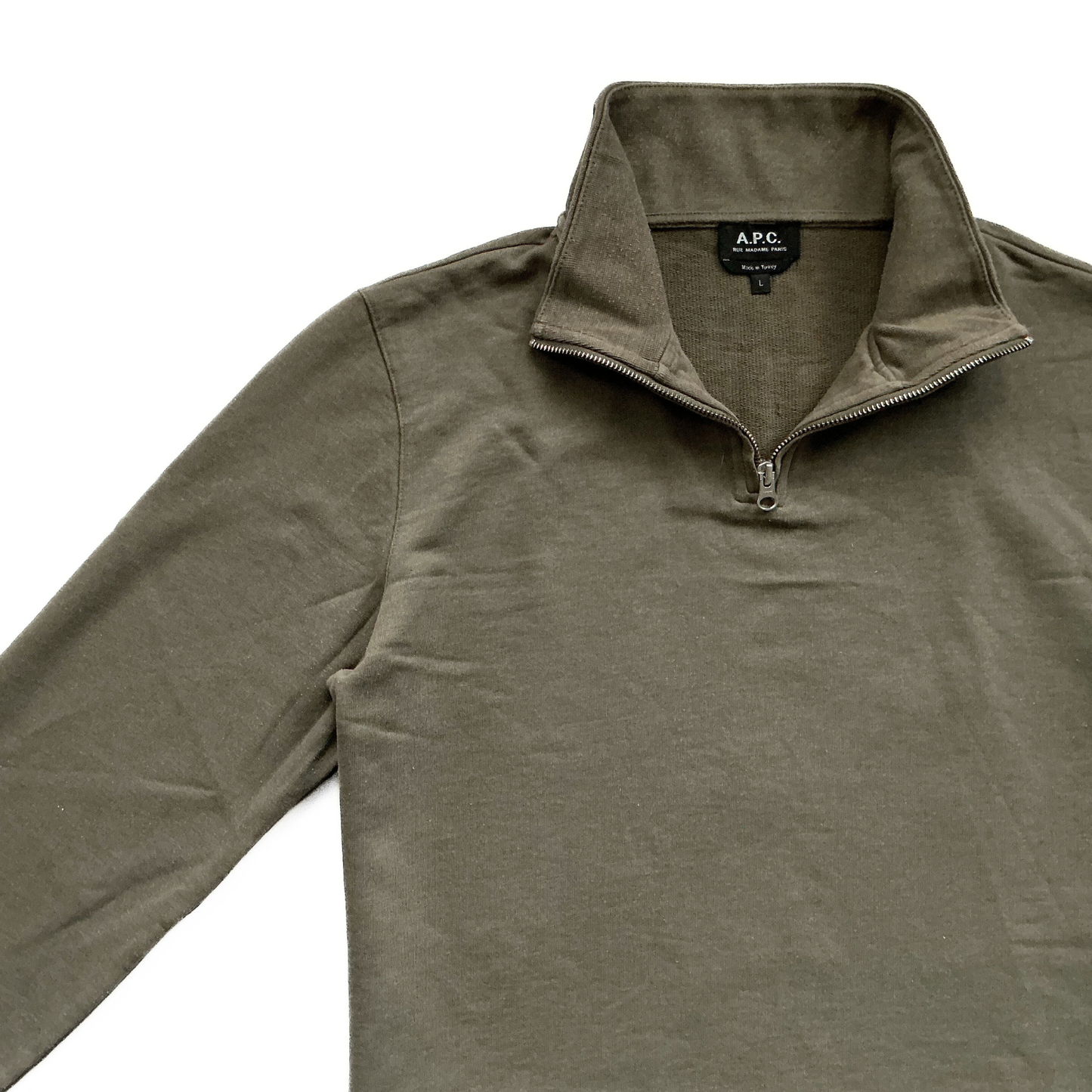 A.P.C. Half Zip Sweatshirt in Military Green
