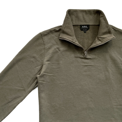 A.P.C. Half Zip Sweatshirt in Military Green