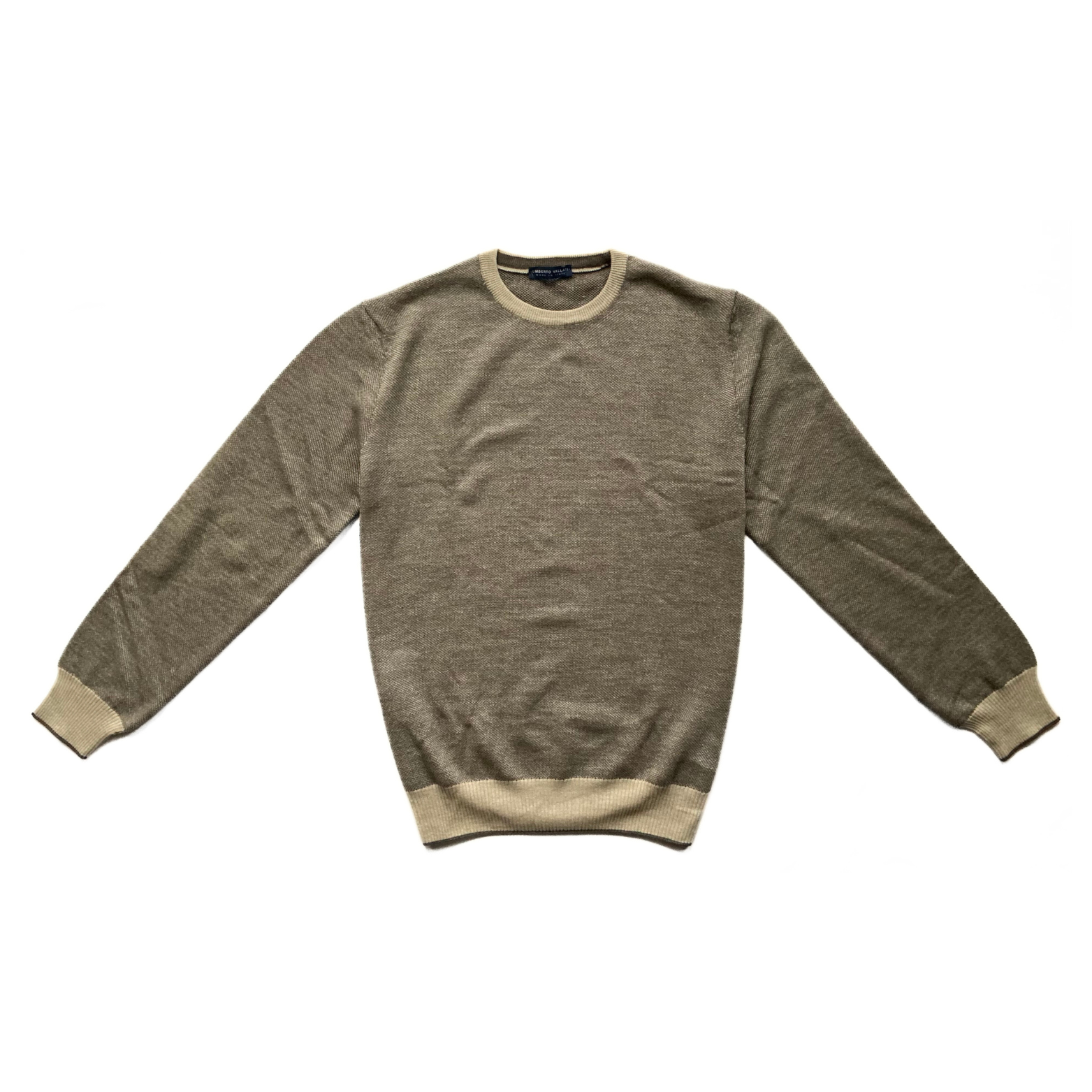 Umberto Vallati Cashmere Blend Sweater in Cream / Brown