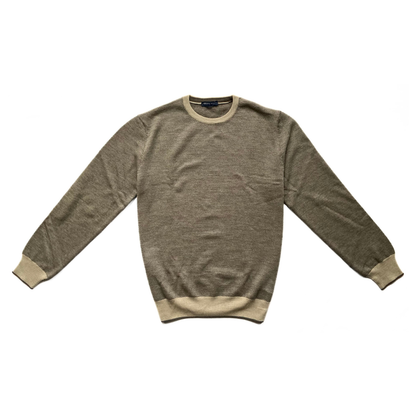 Umberto Vallati Cashmere Blend Sweater in Cream / Brown