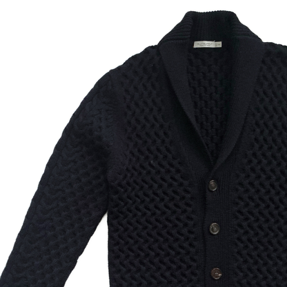 Suitsupply Shawl Neck Chunky Cardigan in Midnight Blue