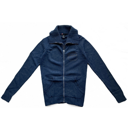 Diesel Fisherman High Neck Zip Up Sweater in Navy Blue
