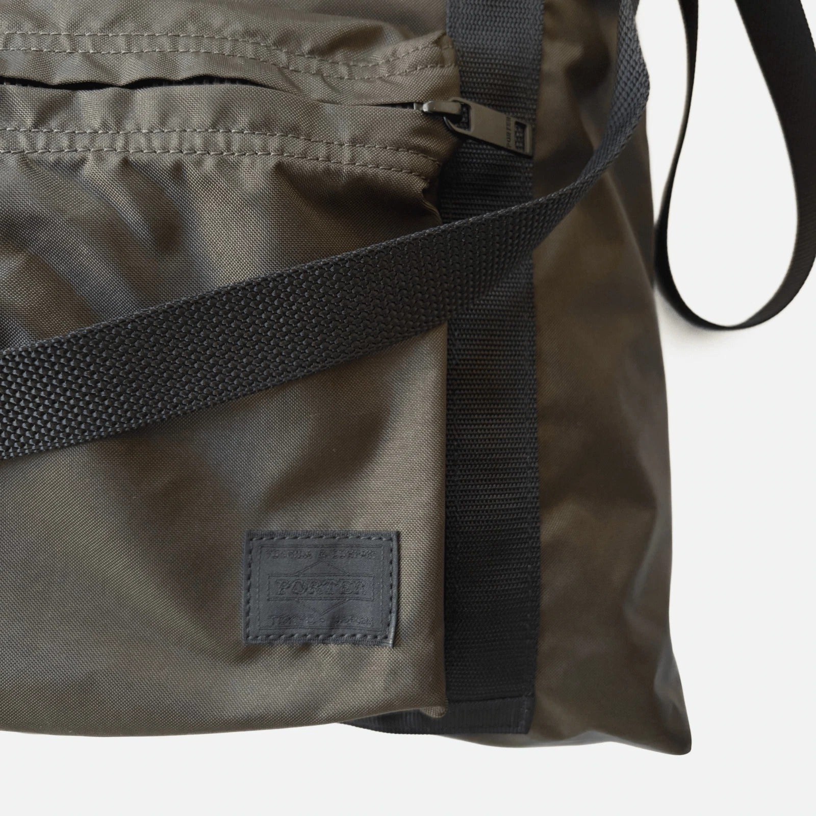Porter Yoshida Flat 2-Way Shoulder Bag Khaki Military Green Made in Tokyo, Japan