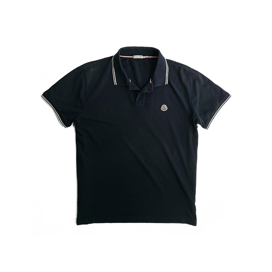 Moncler Pique Polo Shirt in Navy / Red / White
