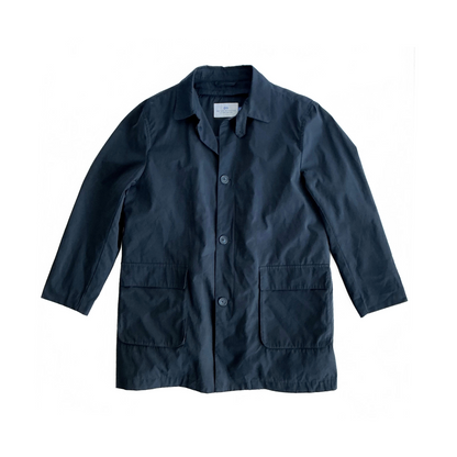Peter Manning New York Quilted Rain Overcoat in Navy / Cloud Blue
