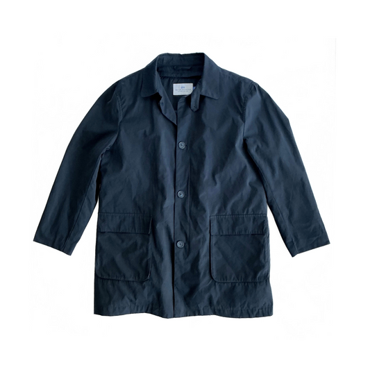 Peter Manning New York Quilted Rain Overcoat in Navy / Cloud Blue