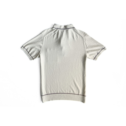 Todd Snyder Knitted Polo Shirt in White / Blue / Red