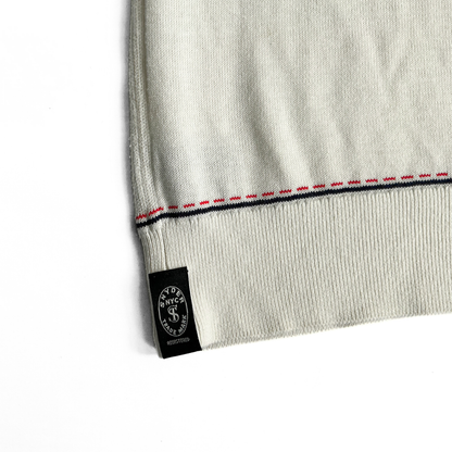 Todd Snyder Knitted Polo Shirt in White / Blue / Red