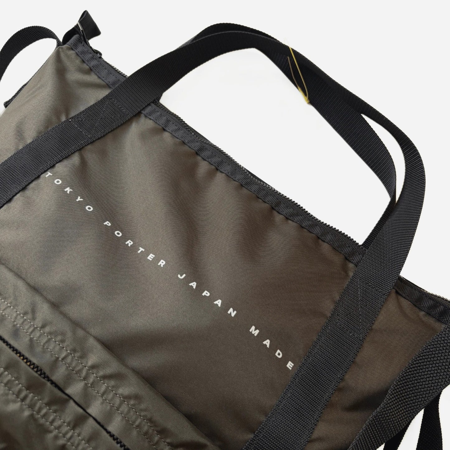 Porter Yoshida Flat 2-Way Shoulder Bag Khaki Military Green Made in Tokyo, Japan